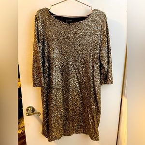Gold sequin mini dress